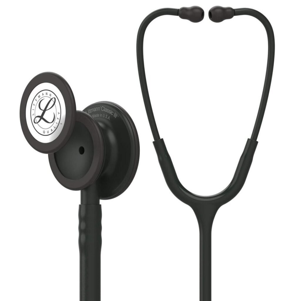 3M Littmann Classic III Stethoscope, 5803, Black Edition Chestpiece,Black Tube, 27 inch, 3 Each/Case