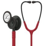 3M Littmann Classic III Stethoscope, 5868, Black-Finish Chestpieceand Stem, Burgundy Tube, 27 in, 3 Each/Case