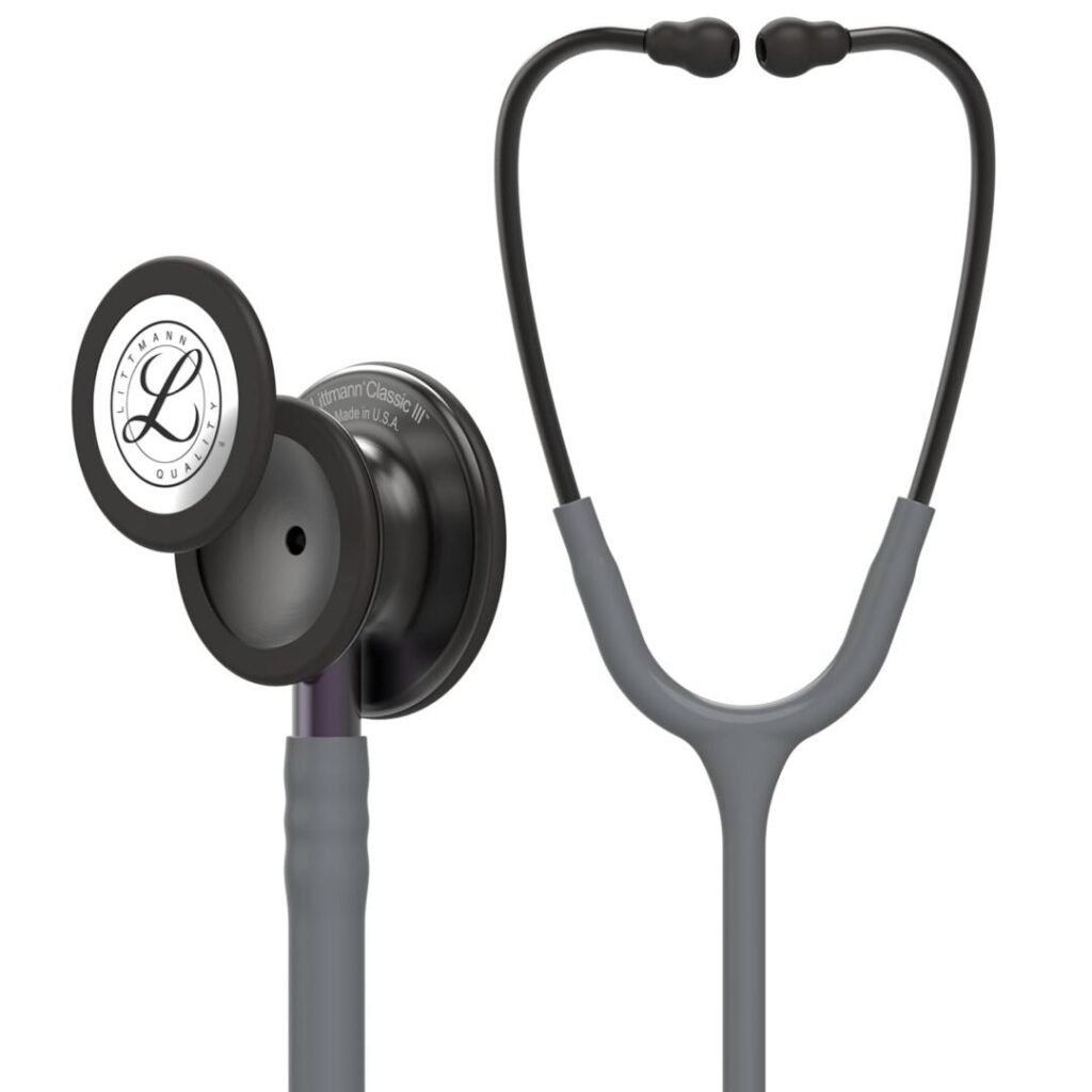 3M Littmann Classic 3 III Monitoring Stethoscope, 5873, Smoke Chestpiece, Gray Tube, Violet Gray Stem