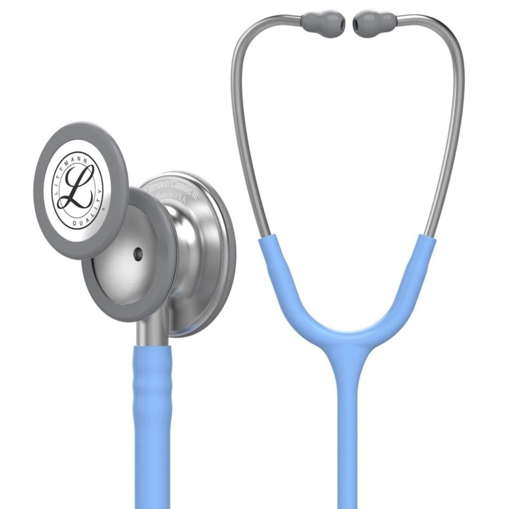 3M Littmann Classic III Stethoscope, 5630, Standard-FinishChestpiece, Ceil Blue Tube, 27 in, 3 Each/Case