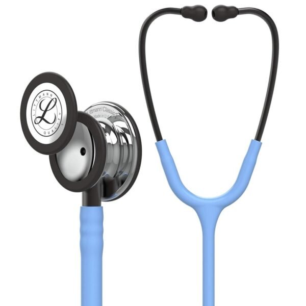 3M Littmann Classic III Stethoscope, Mirror Finish Chestpiece, CeilBlue Tube, Smoke Stem and Headset, 5959