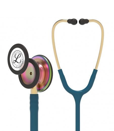 3M Littmann Classic III Stethoscope, 5807, Rainbow-Finish, CarribbeanBlue Tube, 27 in, 3 Each/Case